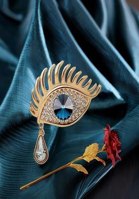 Stone Studded Brooch Artificial Rose