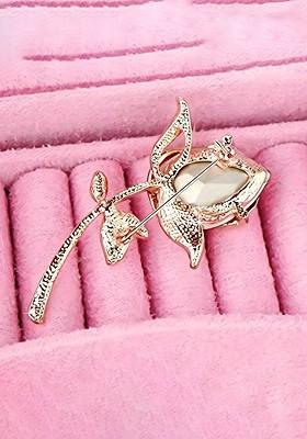 Stone Studded Flower Brooch