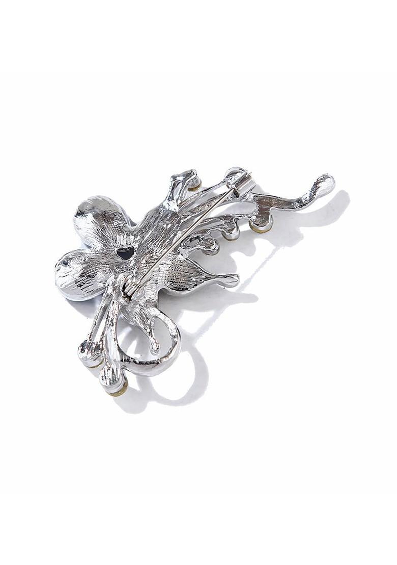 Stone Studded Flower Shape Statement Brooch