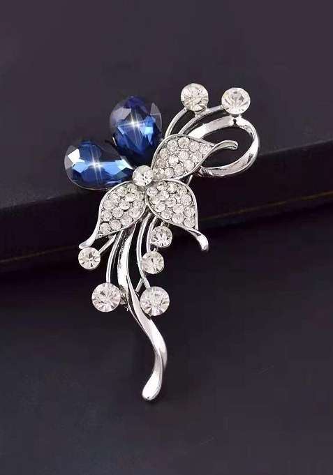 Stone Studded Flower Shape Statement Brooch