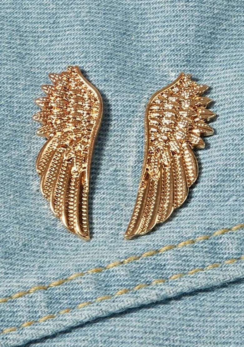 Set Of 2 Punk Wing Collar Pins - Indya
