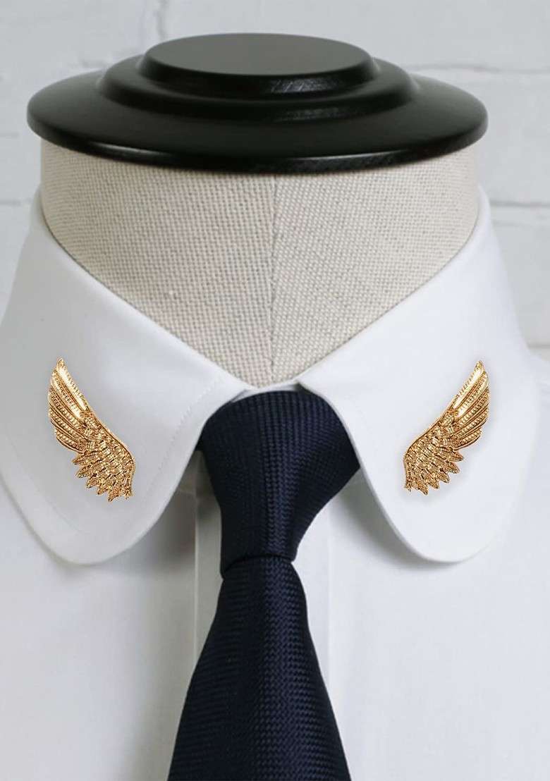 Set Of 2 Punk Wing Collar Pins - Indya