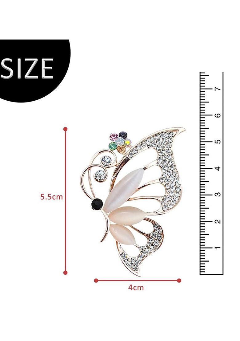 Stones Studded Half Butterfly Charm Brooch