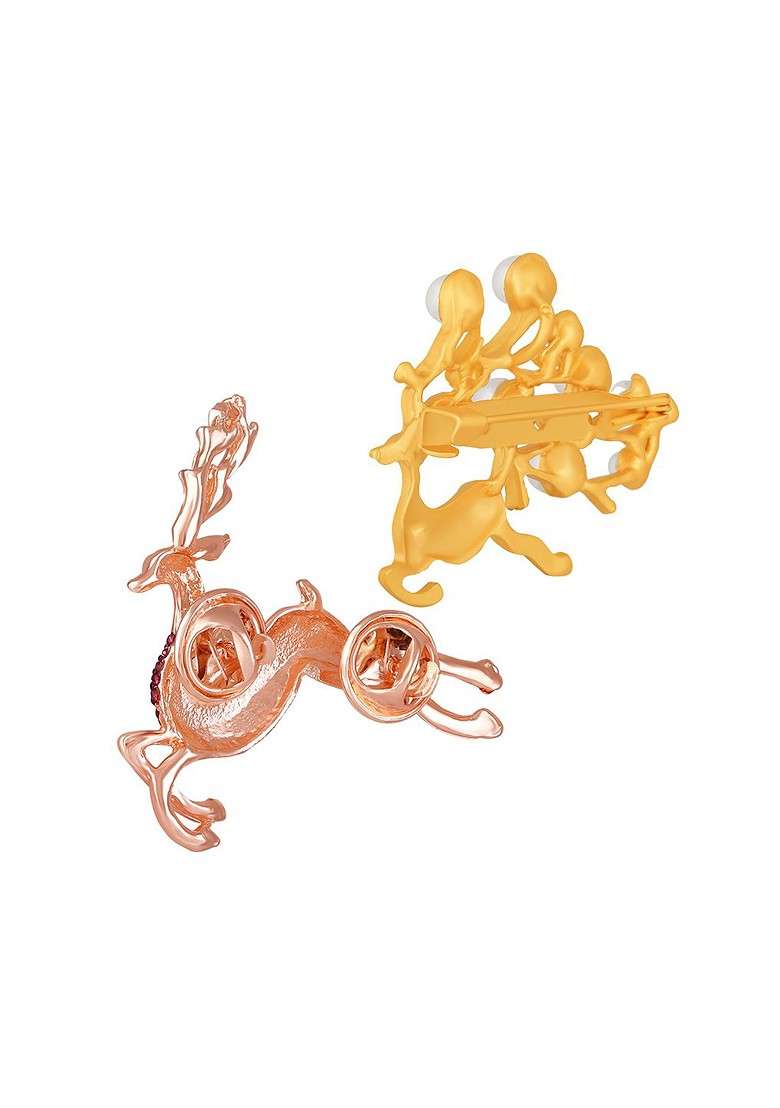 Set Of 2 Deer Shaped Wedding Brooch - Indya