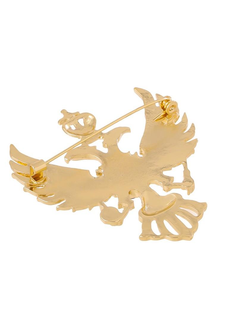 Men Gold Plated Crystal Studded Eagle Brooch