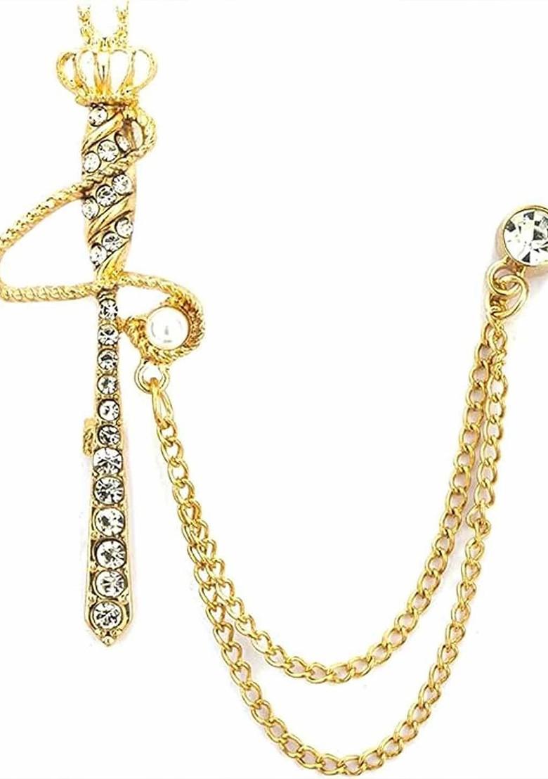 Gold Plated Zircon Studded Brooch