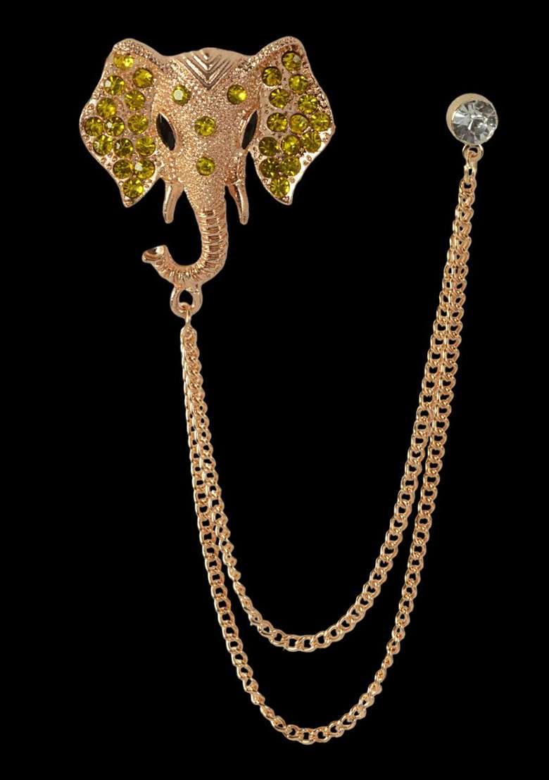 Gold Toned Plated Alloy Brooch - Indya