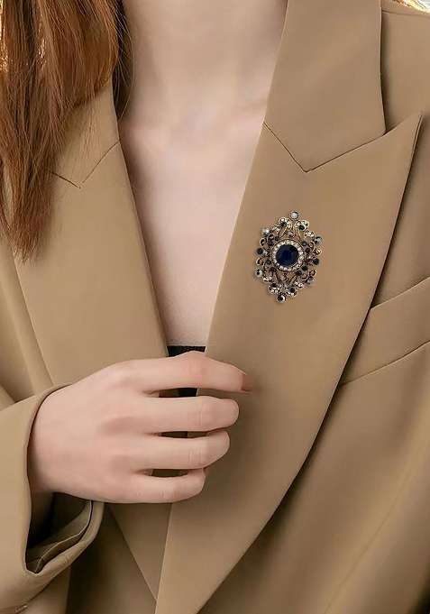 Women Rhinestone Studded Pin Brooch