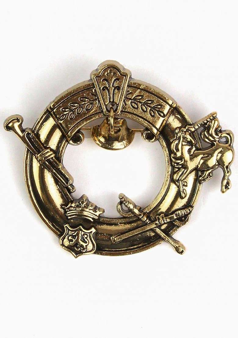 Men Crimson Circle Drape Brooch - Indya