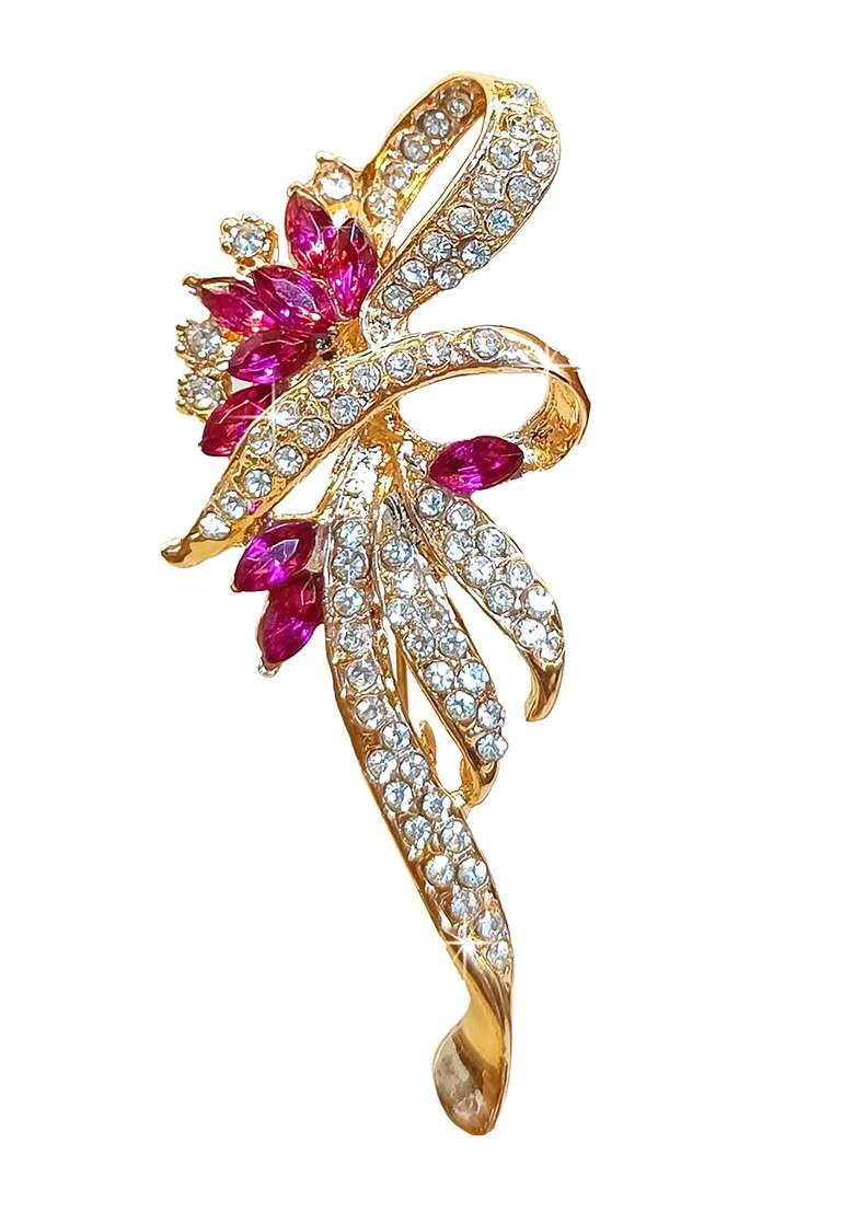Artificial Stones Studded Brooch - Indya