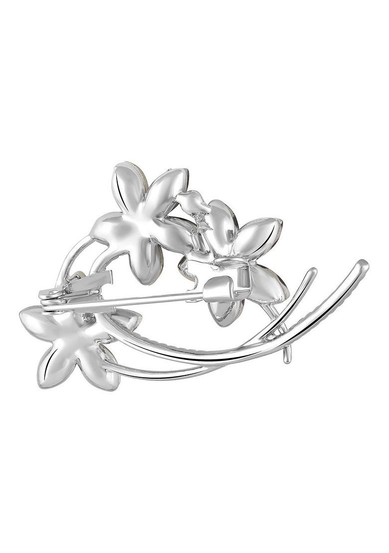 Women Floral Shaped Stone Studded Saree Pin Brooch