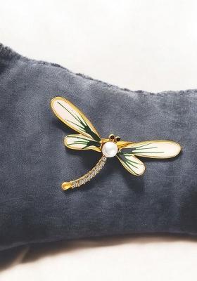 Meenakari Work Stone Studded Dragonfly Shaped Brooch