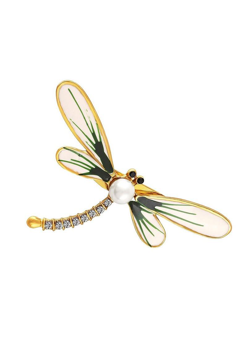 Meenakari Work Stone Studded Dragonfly Shaped Brooch