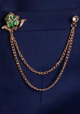 Gold Plated Artificial Stone Studded Brooch