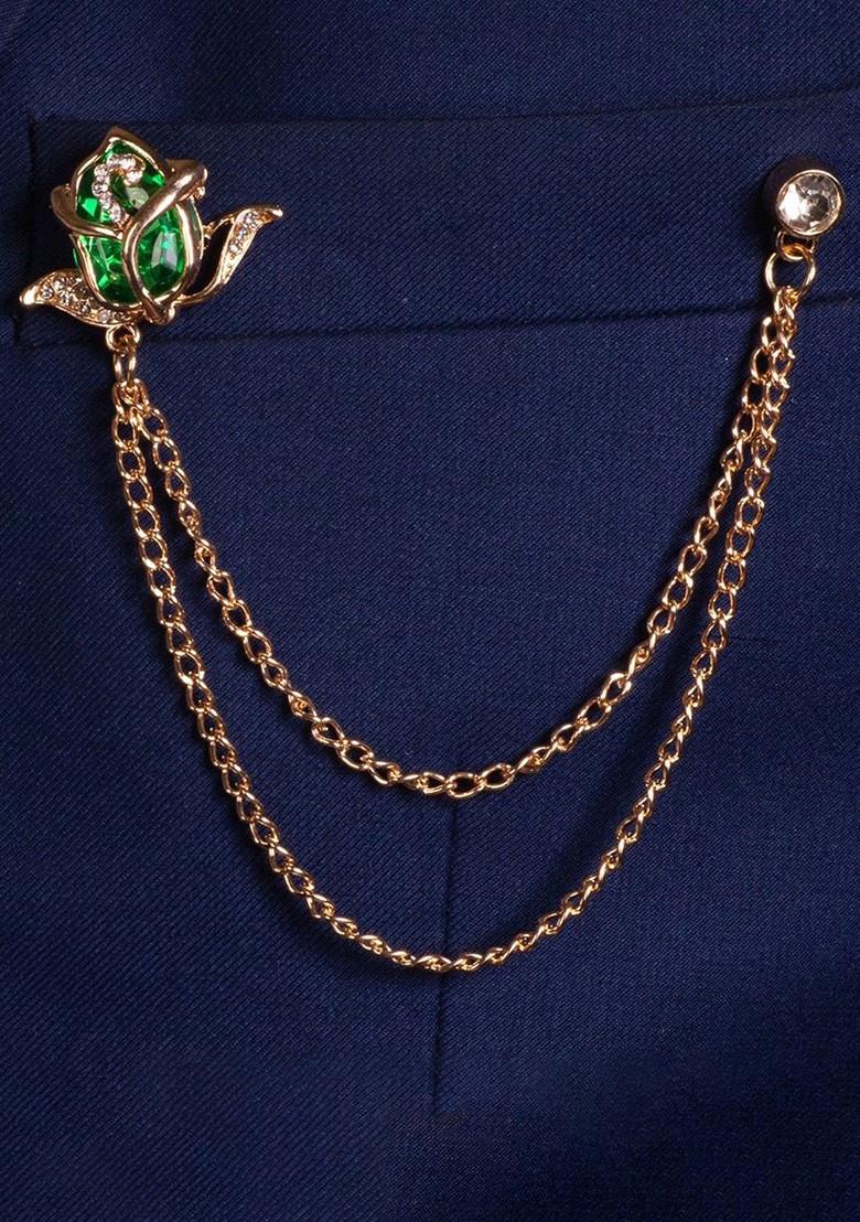 Gold Plated Artificial Stone Studded Brooch