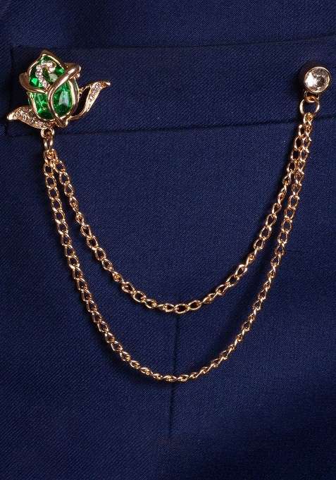 Gold Plated Artificial Stone Studded Brooch