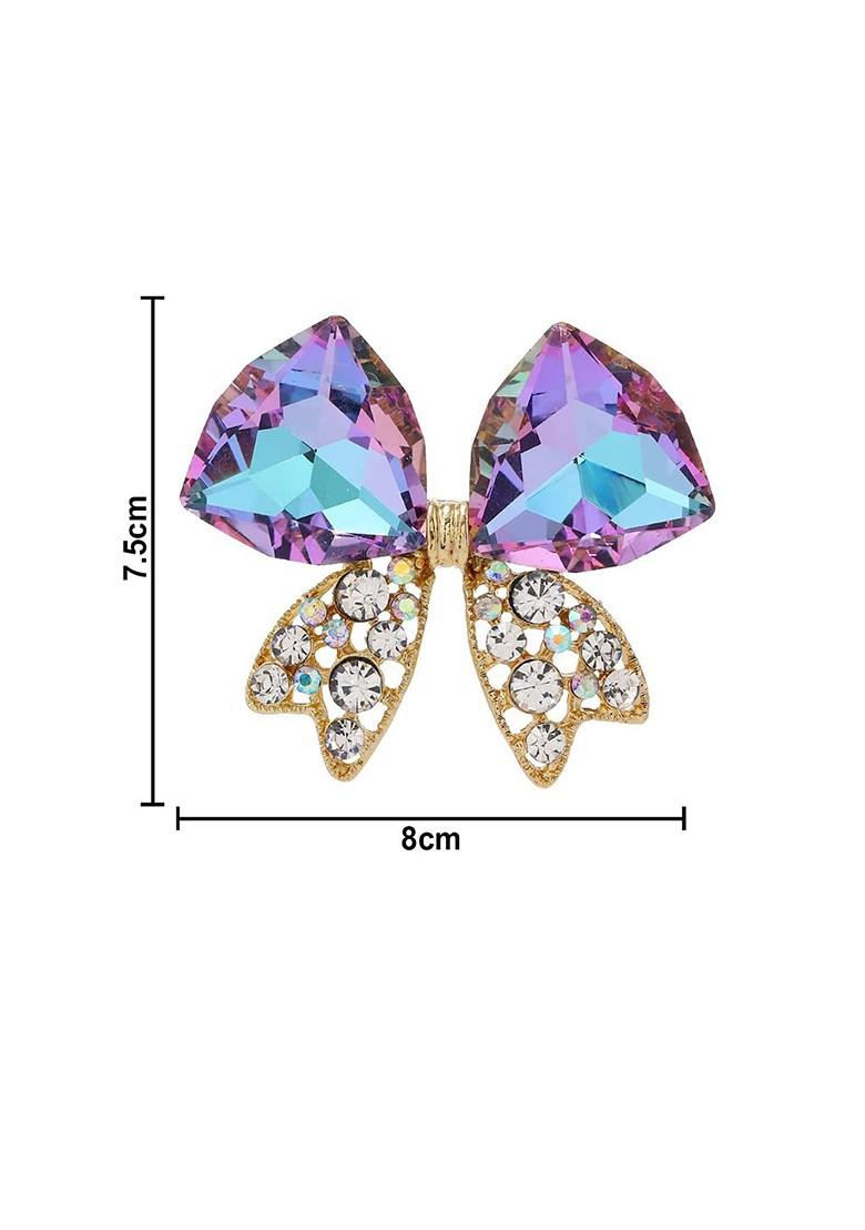 Crystals Studded Bow Charm Brooch