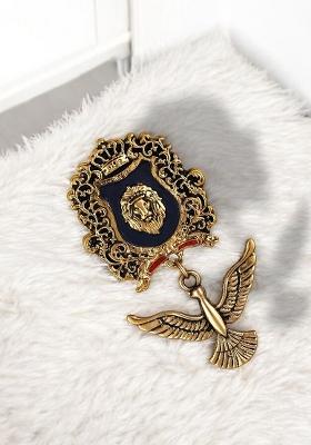 Lion Face With Bird Shaped Brooch