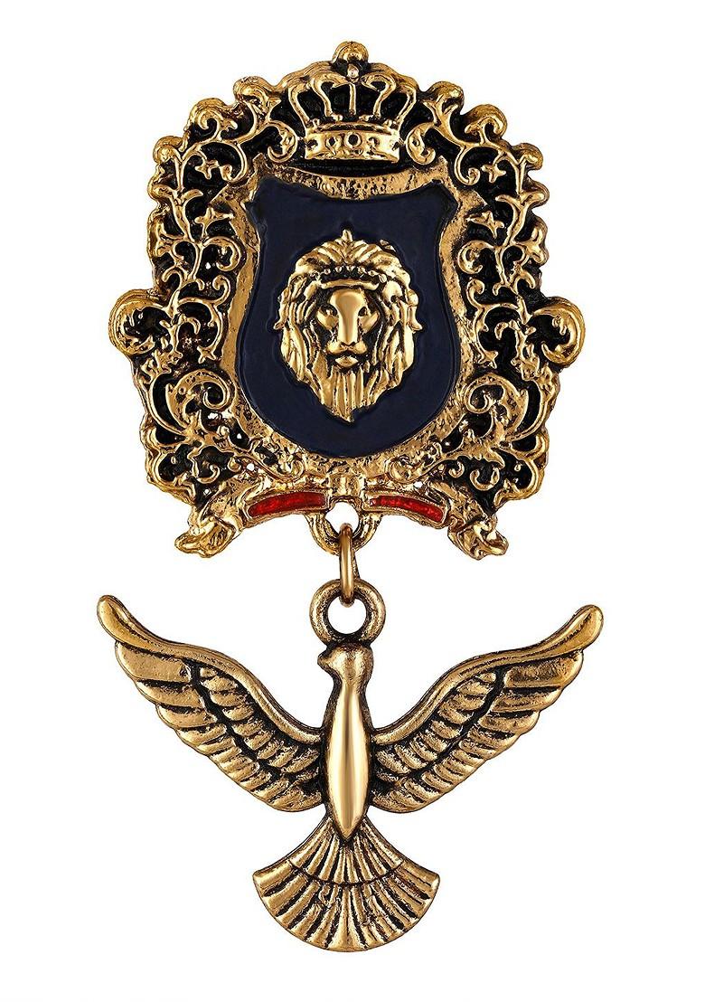 Lion Face With Bird Shaped Brooch