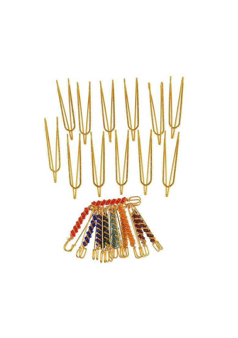Pack Of 24 Saree Pin Combo - Indya