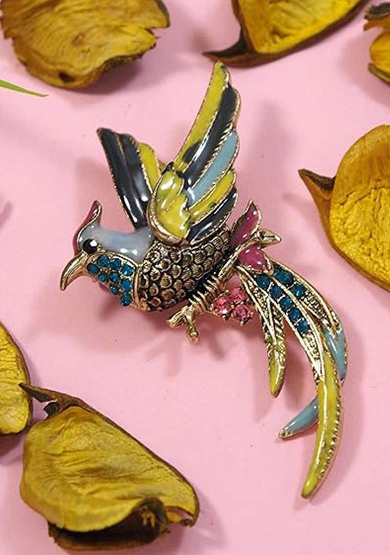 Meenakari Work Wedding Brooch For Men And Women - Indya
