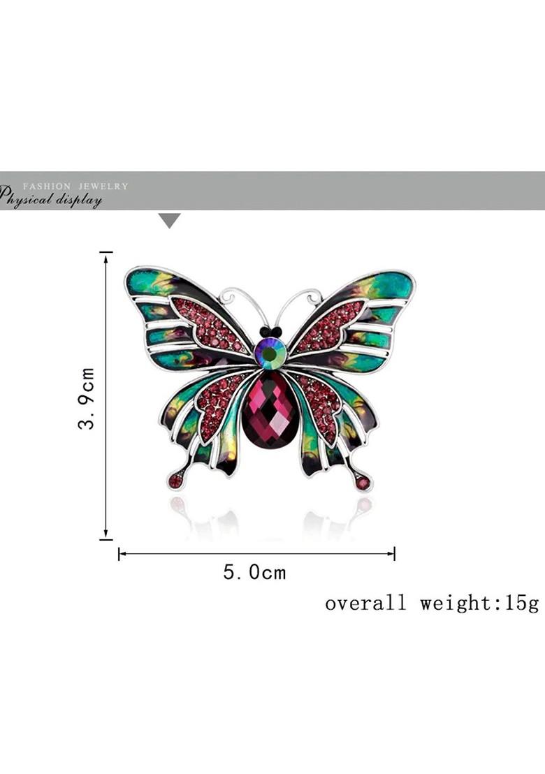 Women Crystal Rhinestone Butterfly Brooch