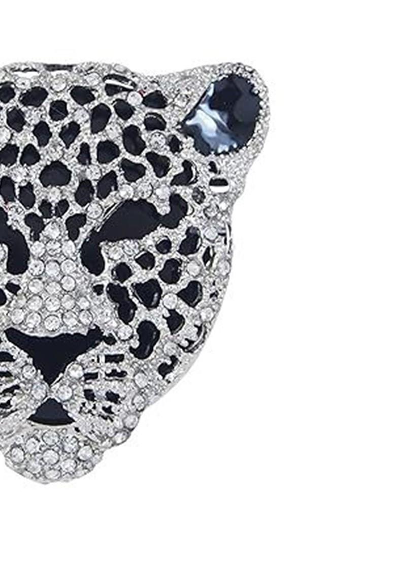 Men Rhinestone Studded Lion Cub Face Shaped Brooch