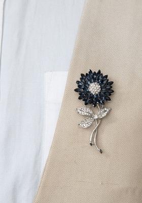 Silver Plated Stone Studded Floral Brooch