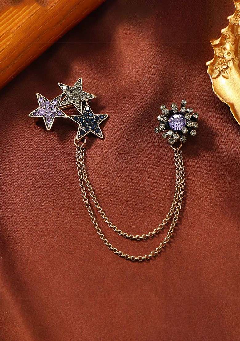 Unisex Lapel Pin With Chain - Indya