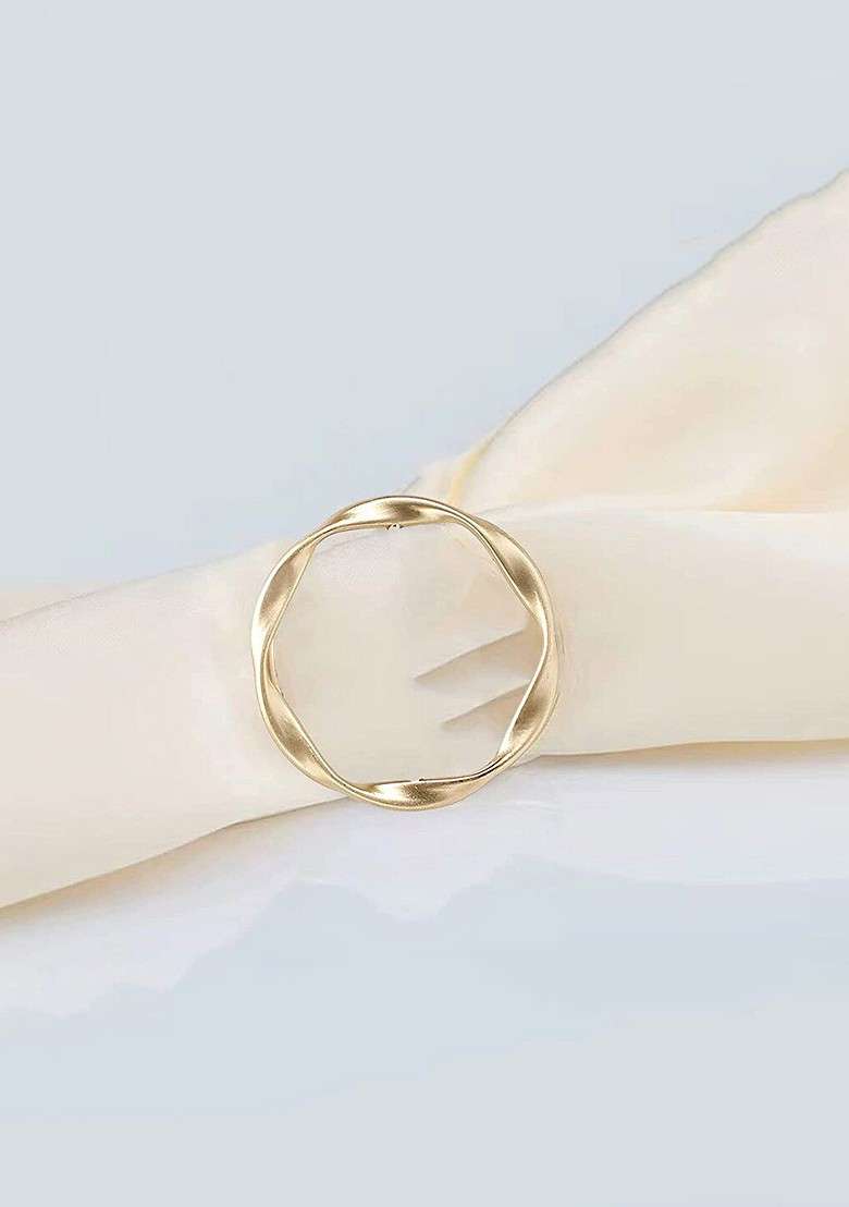 Gold Plated Round Buckle T Shirt Tie Clip - Indya