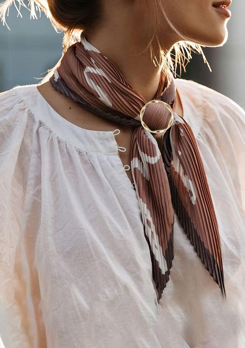 Gold Plated Round Buckle T Shirt Tie Clip