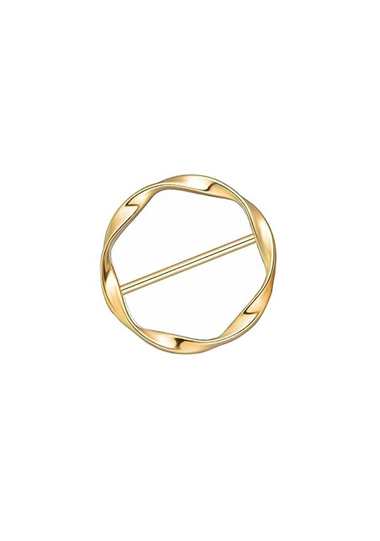 Gold Plated Round Buckle T Shirt Tie Clip