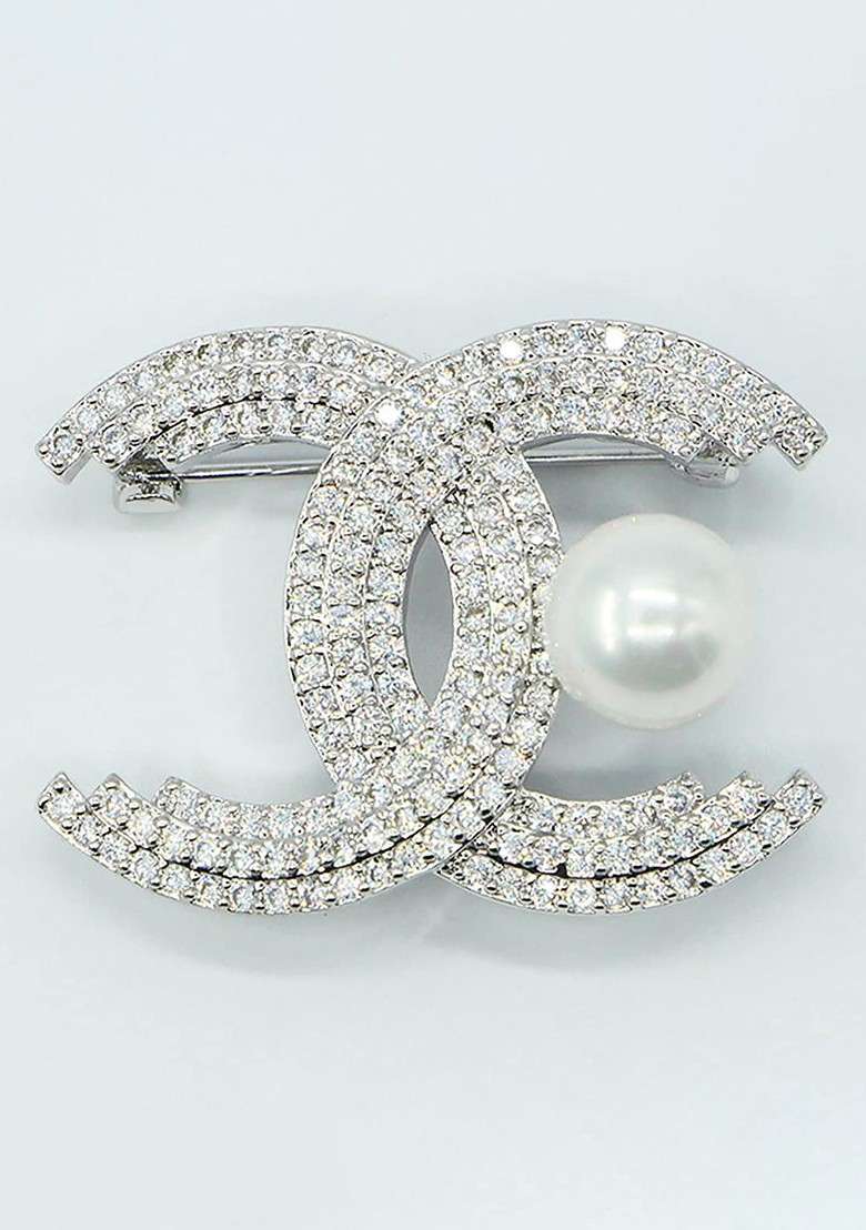 Crystal Studded Brooch - Indya