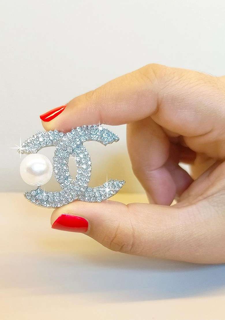 Crystal Studded Brooch - Indya