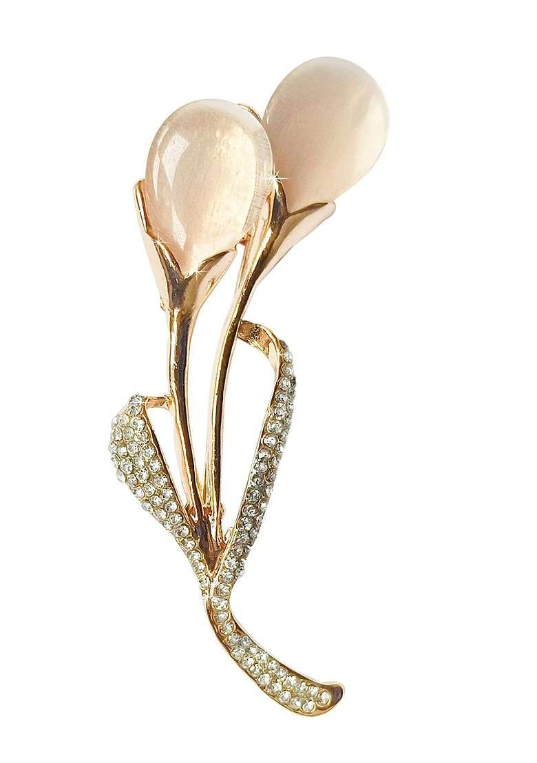 Women Stone Studded Brooch - Indya