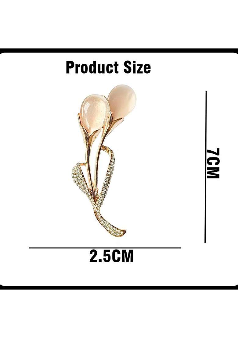 Women Stone Studded Brooch - Indya