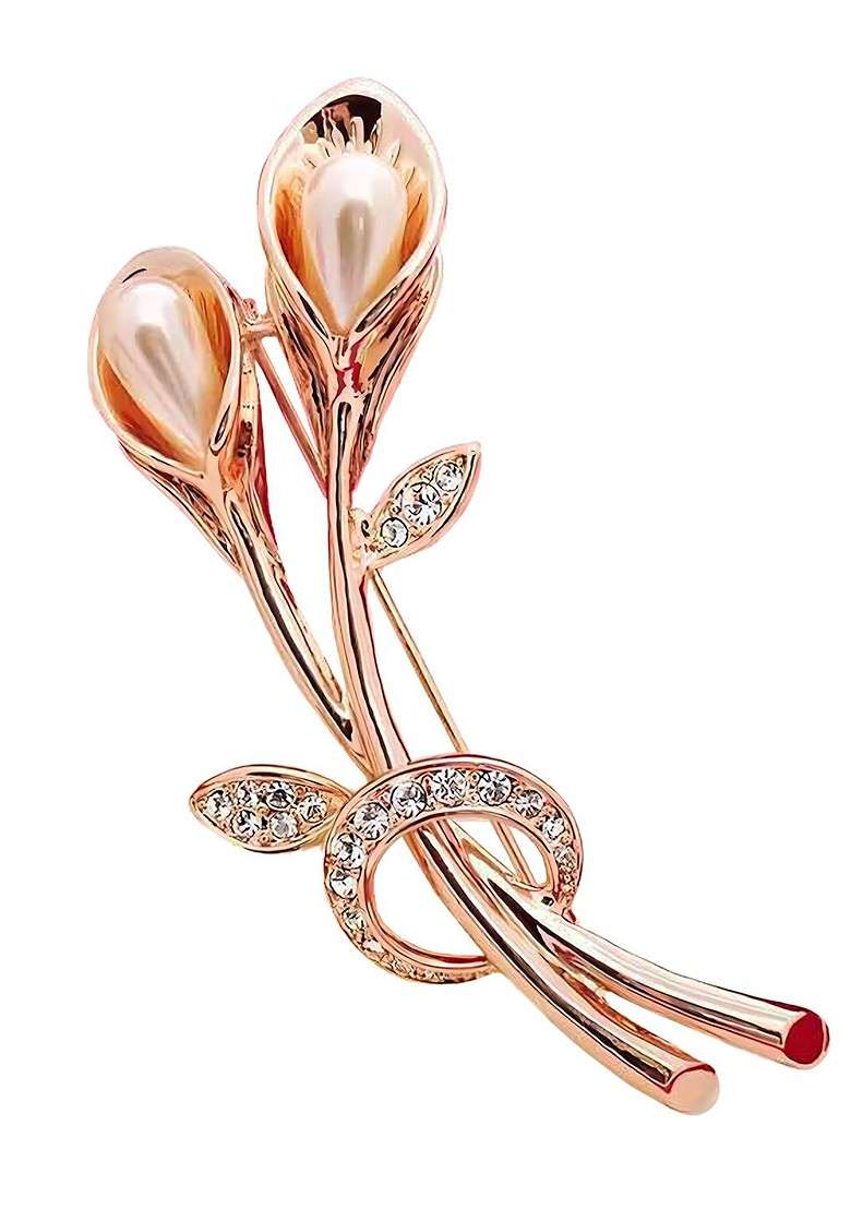 Crystal Rhinestone Flower Charm Brooch - Indya