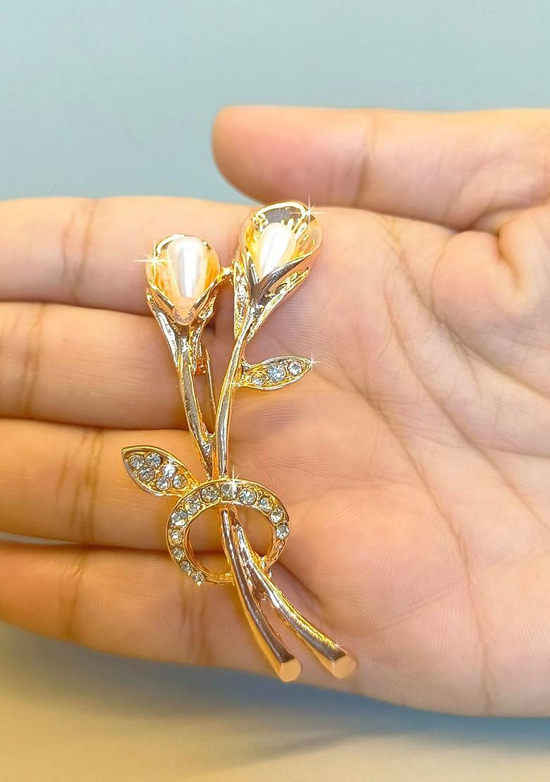 Crystal Rhinestone Flower Charm Brooch