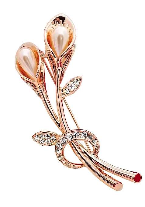 Crystal Rhinestone Flower Charm Brooch