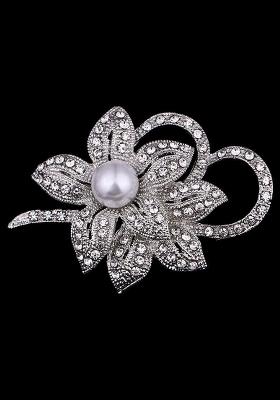 Stone Studded Flower Shaped Brooch