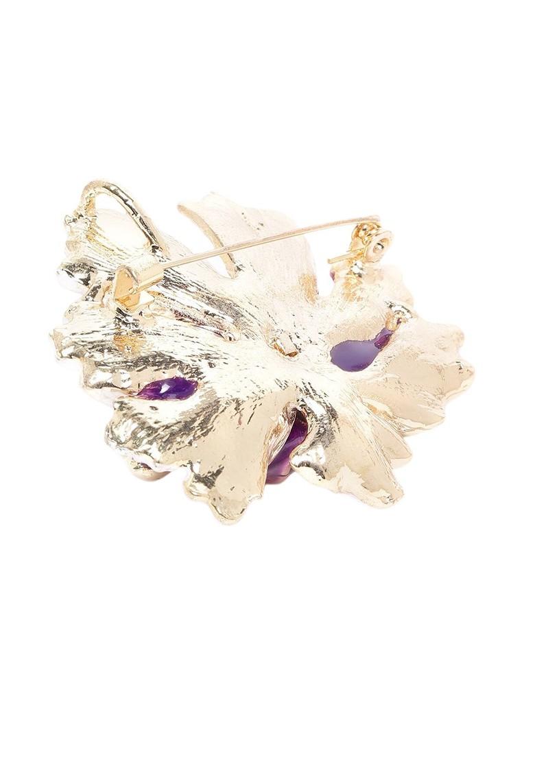 Women Gold Plated Floral Shape Brooch