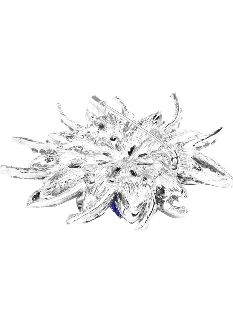 Women Blue White Crystal Brooch