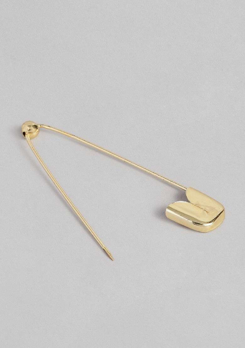 Set Of 12 Gold Toned Saree Pins - Indya