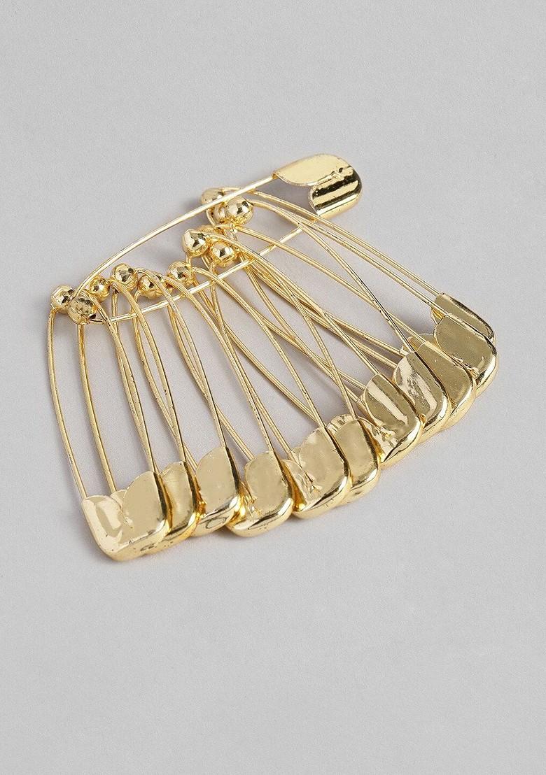 Set Of 12 Gold Toned Saree Pins