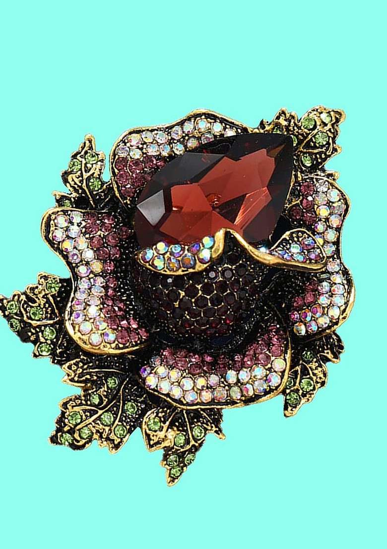 Stone Studded Brooch - Indya