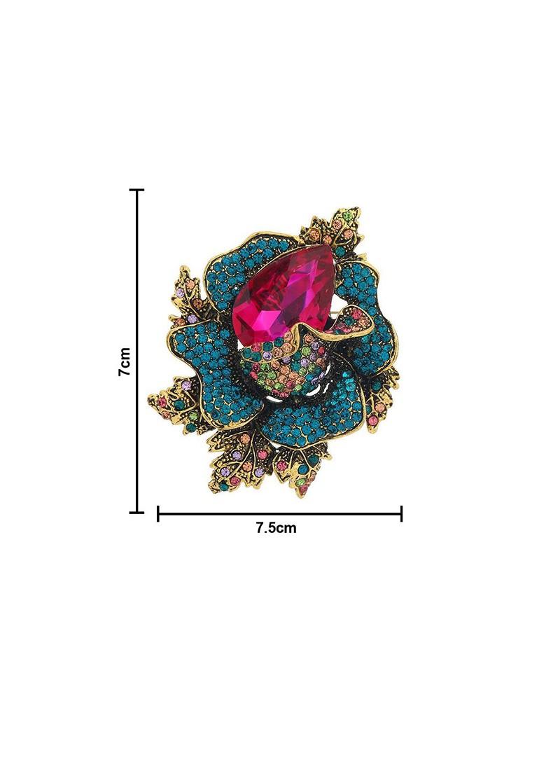 Stones Studded Floral Brooch