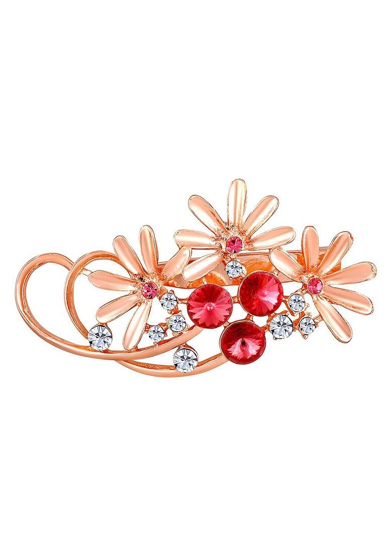 Women Floral Shaped Studded Brooch