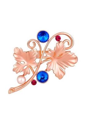 Stone Studded Floral Shaped Studded Lapel Pin Brooch