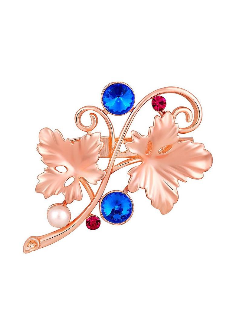 Stone Studded Floral Shaped Studded Lapel Pin Brooch