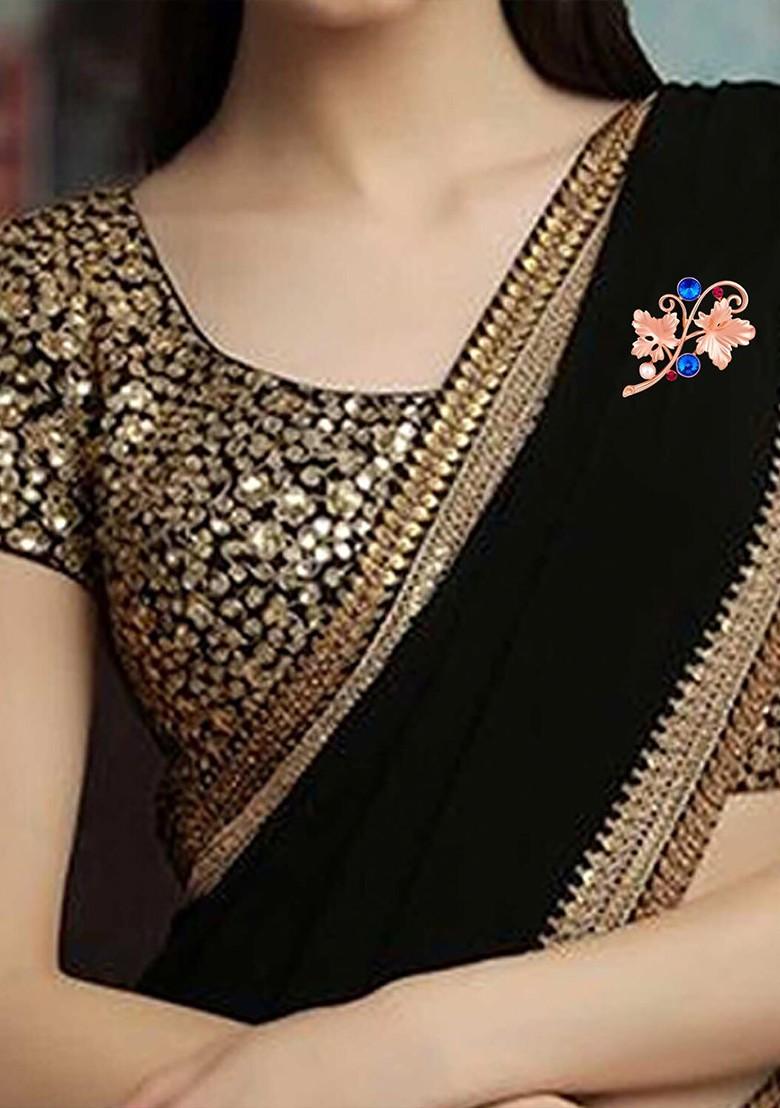 Stone Studded Floral Shaped Studded Lapel Pin Brooch